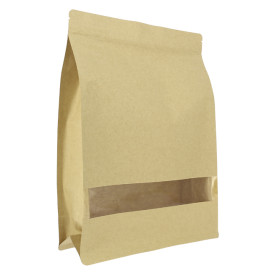 Papieren StandUp Kraft met zelfsluiting en venster 25+10x35cm (50 stuks)