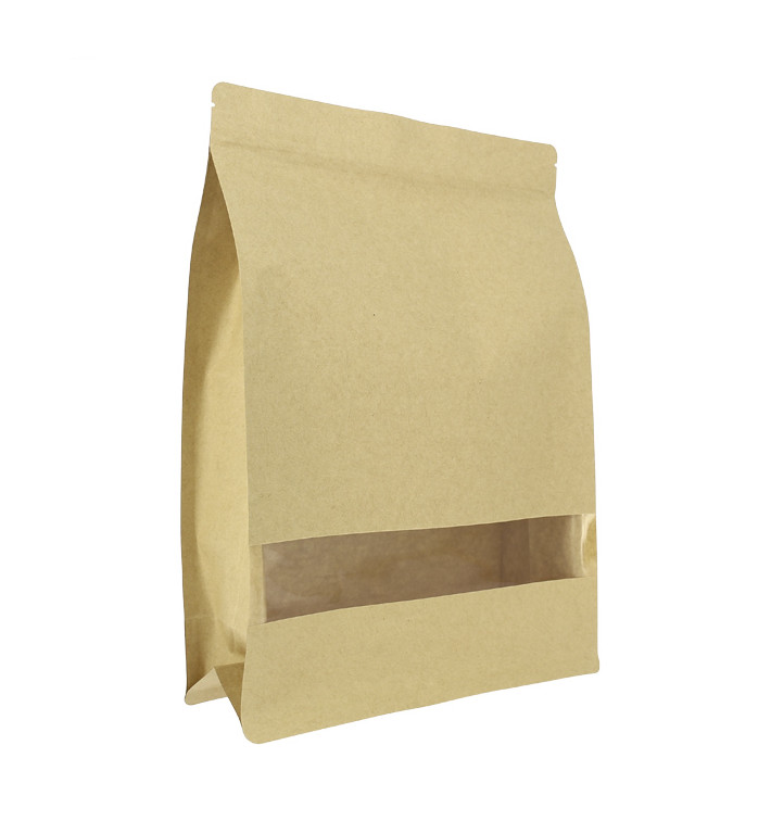 Papieren StandUp Kraft met zelfsluiting en venster 25+10x35cm (50 stuks) Papieren StandUp Kraft met zelfsluiting en venster 25+10x35cm (50 stuks)