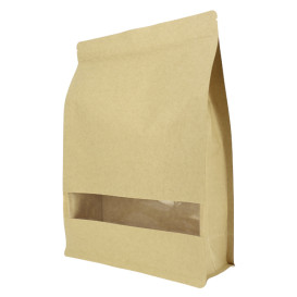 Papieren StandUp Kraft met zelfsluiting en venster 25+10x35cm (50 stuks)