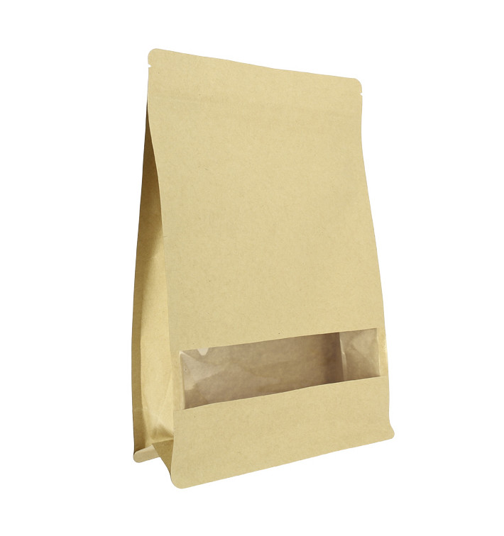 Papieren StandUp Kraft met zelfsluiting en venster 20+8x30cm (50 stuks) Papieren StandUp Kraft met zelfsluiting en venster 20+8x30cm (50 stuks)
