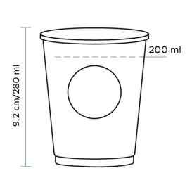 Papieren beker PLA "Biologisch" Eco-Vriendelijk 9 Oz/280ml Ø8,0cm (50 stuks) 