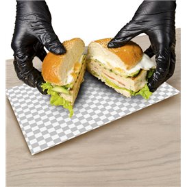 Graspapier inpakvellen “Vichy” zwart 20x24,5cm (1000 stuks) 