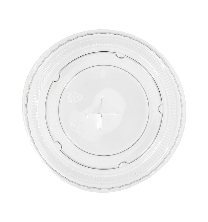 Plat deksel met kruis PET transparant Ø8,5cm (1.000 stuks) Plat deksel met kruis PET transparant Ø8,5cm (1.000 stuks)