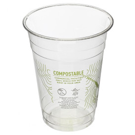 Stof gebaseerd op Maizena PLA beker  "groen Stripe" 470ml (1.000 stuks)