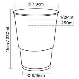 Plastic PP beker transparant 330ml Ø7,9cm (1.250 stuks) 