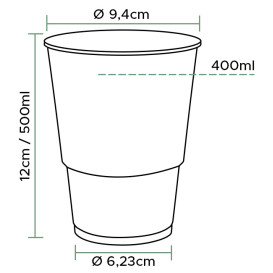 Plastic PP beker transparant 500ml Ø9,4cm (800 stuks) 