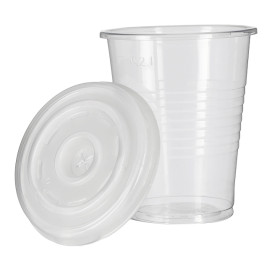 PP Transparante Beker 240ml + Travel Cross Deksel PS Ø7,4cm (1.000 Stuks)