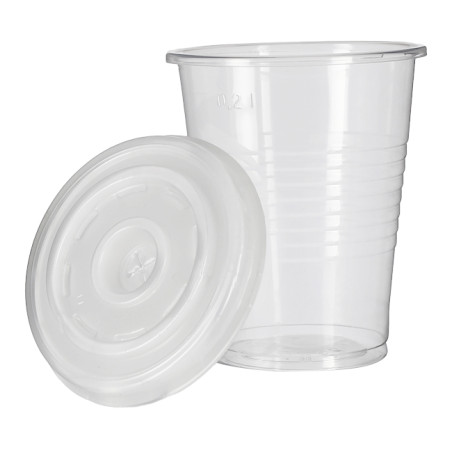 PP Transparante Beker 240ml + Travel Cross Deksel PS Ø7,4cm (1.000 Stuks)