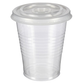 PP Transparante Beker 240ml + Travel Cross Deksel PS Ø7,4cm (1.000 Stuks)