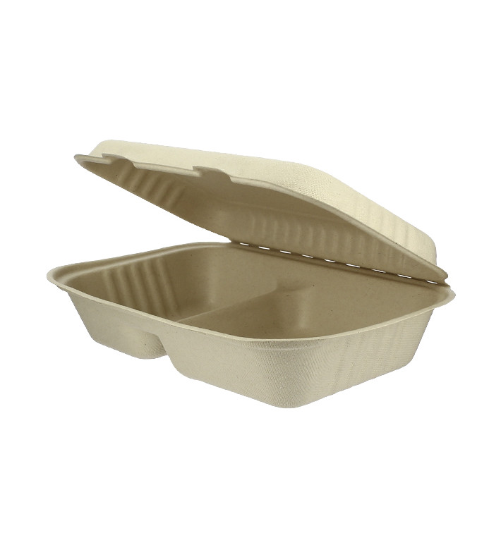 Suikerriet Gescharnierd Container "Menu Box" 2 Compartmenten 22,5x16,5x6,4cm (50 stuks) Suikerriet Gescharnierd Container "Menu Box" 2 Compartmenten 22,5x16,5x6,4cm (50 stuks)