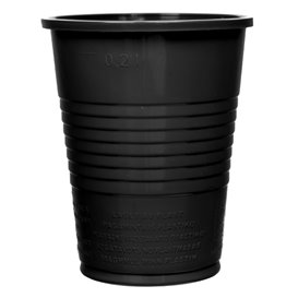 Plastic PS beker zwart 200ml Ø7cm (50 stuks) 