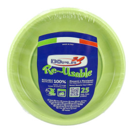 Herbruikbare Bord Economische PS Geel Groen Ø17cm (25 stuks) 