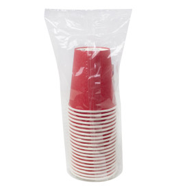 Plastic-Vrije Papieren Beker 9 Oz/250ml "Colors" Rood Ø8,0cm (20 stuks)