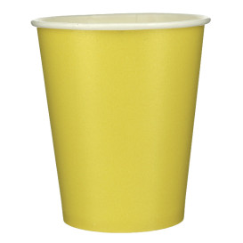 Plastic-Vrije Papieren Beker 9 Oz/250ml "Colors" Geel Ø8,0cm (20 stuks)