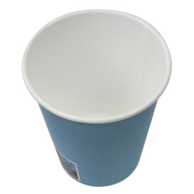 Plastic-Vrije Papieren Beker 9 Oz/250ml "Colors" Blauw Ø8,0cm (300 Stuks)