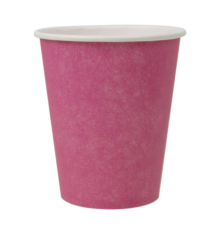 Plastic-Vrije Papieren Beker 9 Oz/250ml "Colors" Roze Ø8,0cm (300 Stuks)