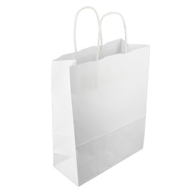Papieren zak met handgrepen kraft wit 100g/m² 25+11x31cm (200 stuks)