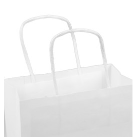 Papieren zak met handgrepen kraft wit 100g/m² 18+8x24cm (25 stuks) 