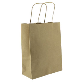 Papieren zak met handgrepen kraft bruin 100g/m² 22+11x27cm (250 stuks) 
