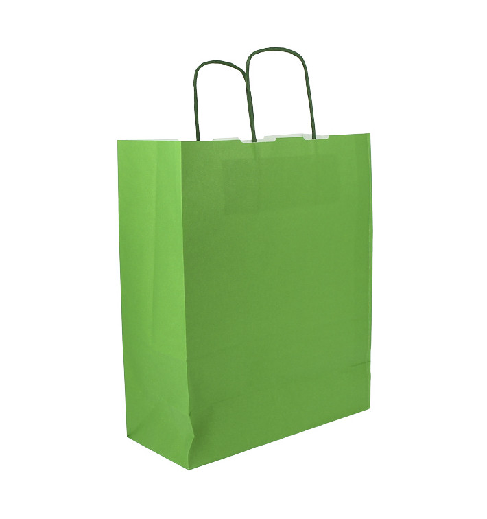 Papieren zak met handgrepen Groen 100g/m² 25+11x31cm (25 stuks) Papieren zak met handgrepen Groen 100g/m² 25+11x31cm (25 stuks)