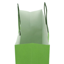 Papieren zak met handgrepen Groen 100g/m² 25+11x31cm (25 stuks) 