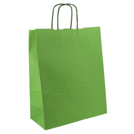 Papieren zak met handgrepen Groen 100g/m² 25+11x31cm (25 stuks) 