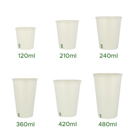 Plastic-Vrije Papieren Beker 8 Oz/240ml Wite Ø8cm (1.000 Stuks)