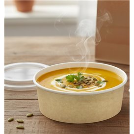 Papieren Soep Kom met Deksel Kraft PP 19 Oz/550ml (250 stuks) 