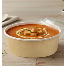 Papieren Soep Kom met Deksel Kraft PP 33Oz/1000ml (100 stuks)
