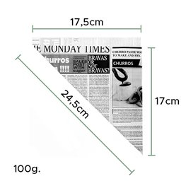 Papieren voedsel kegel Vetvrij "Times" 24cm 100g (250 stuks)