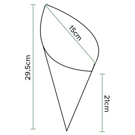 Papieren voedsel kegel Vetvrij "Times" 29,5cm 250g (250 stuks) Papieren voedsel kegel Vetvrij "Times" 29,5cm 250g (250 stuks)