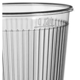 Plastic PS beker "Ribbed" transparant 200 ml (25 stuks) 