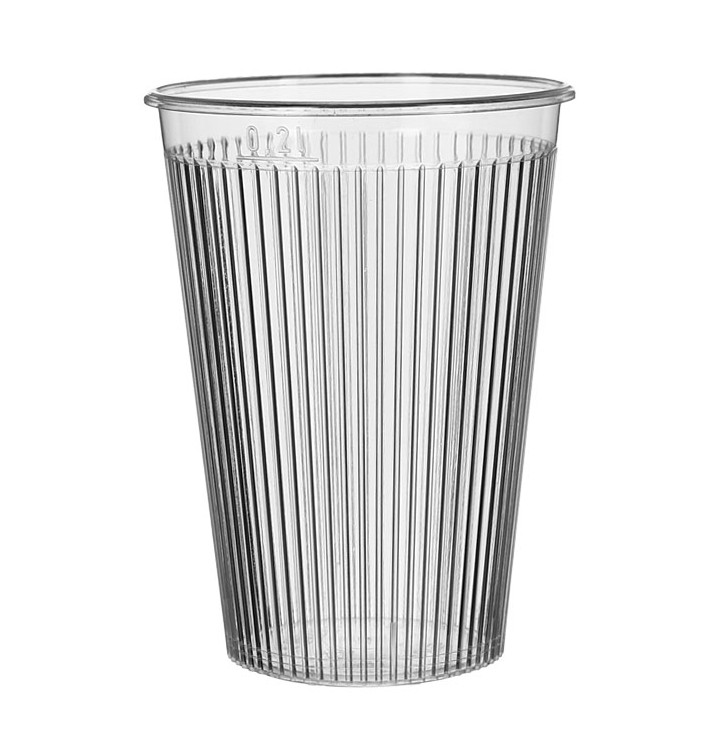 Plastic PS beker "Ribbed" transparant 200 ml (1.000 stuks) Plastic PS beker "Ribbed" transparant 200 ml (1.000 stuks)