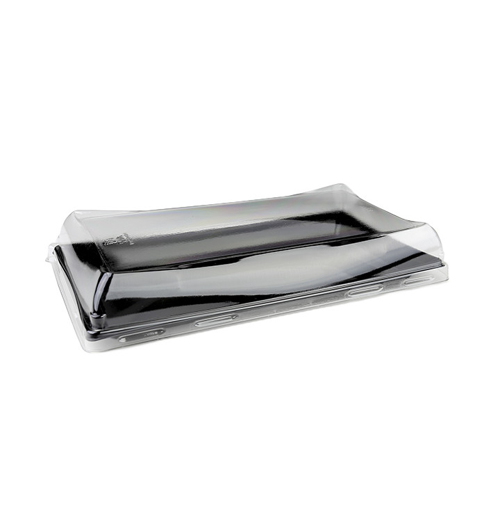 Plastic dienblad met Deksel zwart 12x22cm (15 stuks) Plastic dienblad met Deksel zwart 12x22cm (15 stuks)