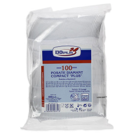 Herbruikbaar Vork PS "Diamant" Transparant 180mm (100 stuks)