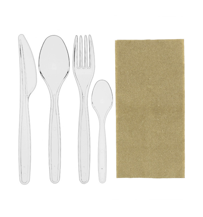 Bestek Set Herbruikbare PS 4 Stukss + Servet (25 Stuks) Bestek Set Herbruikbare PS 4 Stukss + Servet (25 Stuks)