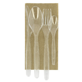 Bestek Set Herbruikbare PS 4 Stukss + Servet (25 Stuks)
