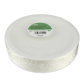 Papieren bord Rond vormig Vetvrij Wit  Ø22cm 220g/m² (50 stuks) 