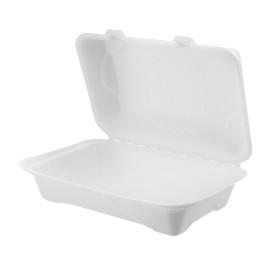 Suikerriet Gescharnierd Container wit 23x15x7,5cm (250 stuks)