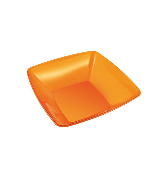 Plastic Kom PS Kristal Hard oranje 480ml 14x14cm Plastic Kom PS Kristal Hard oranje 480ml 14x14cm