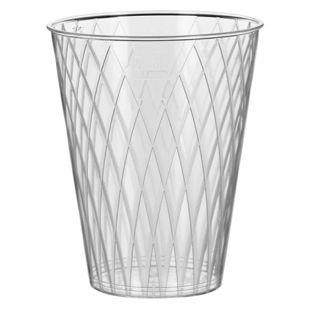 Plastic PS beker Geïnjecteerde glascider "Rombos" 200 ml (1000 stuks)