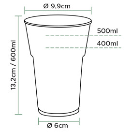 Herbruikbare PS Beker "Diamant" Kristal 600ml (250 stuks)