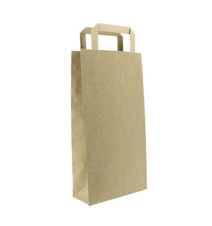 Papieren zak voor fles met handgrepen kraft 19+8x37cm (50 stuks) Papieren zak voor fles met handgrepen kraft 19+8x37cm (50 stuks)