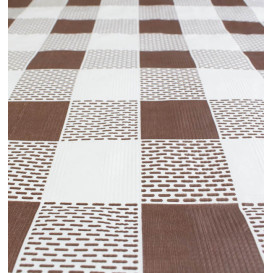 Voorgesneden papieren tafelkleed bruin Checkers 40g 1x1m (400 stuks) 