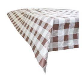 Voorgesneden papieren tafelkleed bruin Checkers 40g 1x1m (400 stuks) 