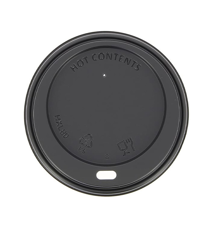 Deksel voor papieren beker gat zwart Carton 8, 9, 12 Oz Ø8,0cm (1000 stuks) Deksel voor papieren beker gat zwart Carton 8, 9, 12 Oz Ø8,0cm (1000 stuks)