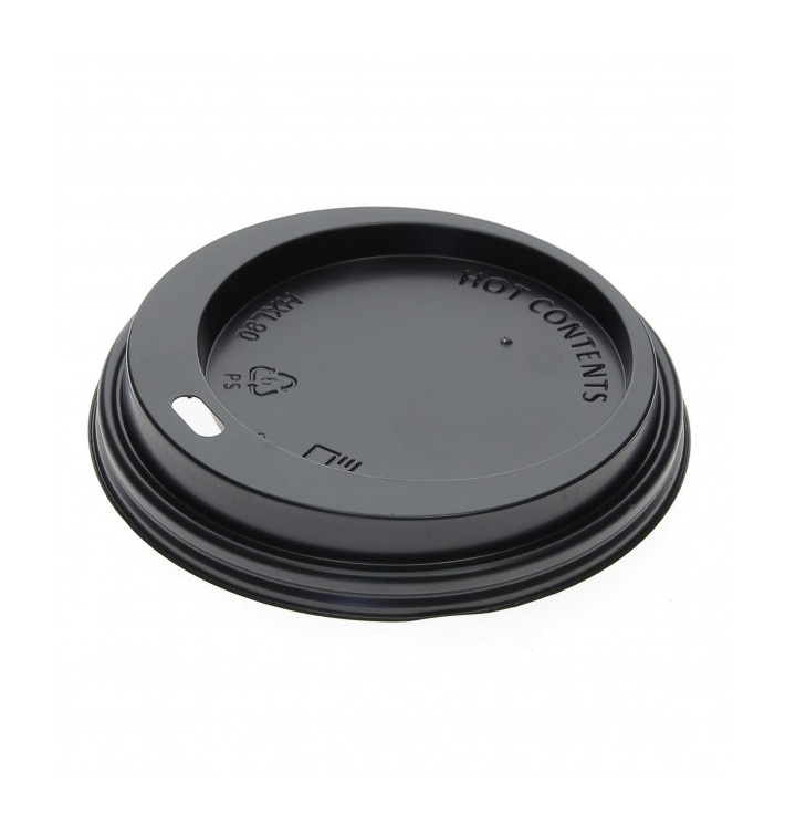 Deksel voor papieren beker gat zwart Carton 8, 9, 12 Oz Ø8,0cm (100 stuks) Deksel voor papieren beker gat zwart Carton 8, 9, 12 Oz Ø8,0cm (100 stuks)