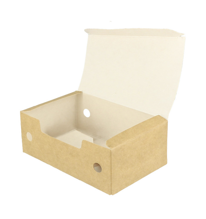 Papieren take-out doos klein maat kraft 1,15x0,72x0,43cm (25 stuks) Papieren take-out doos klein maat kraft 1,15x0,72x0,43cm (25 stuks)