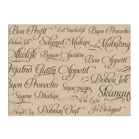 Voorgesneden papieren tafelkleed 1,2x1,2m "Buen Provecho" kraft 40g (300 stuks)