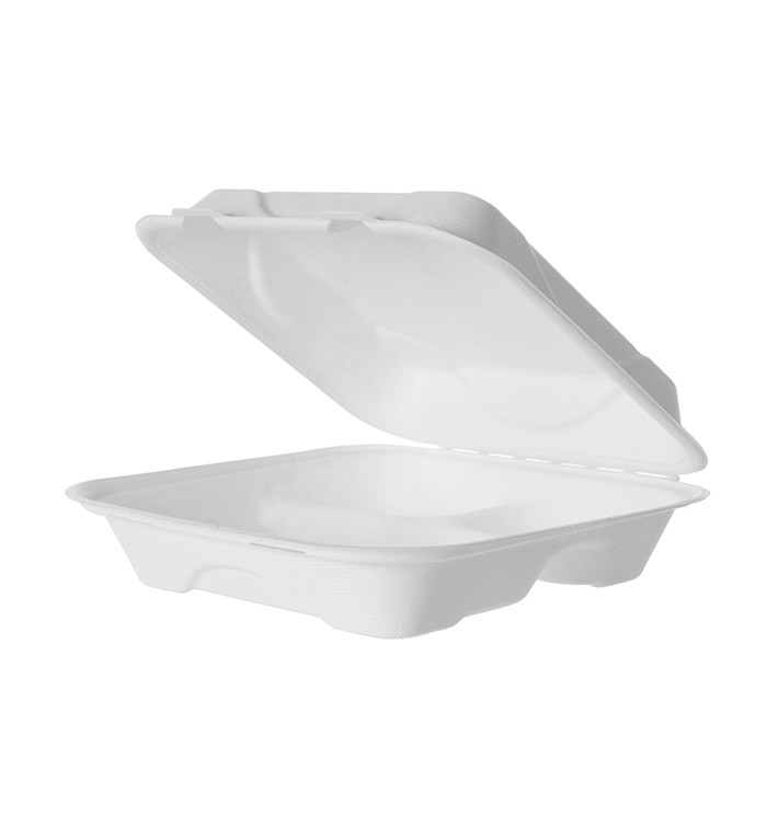 Suikerriet Gescharnierd Container wit 3C 23x15x7,5cm (50 stuks) Suikerriet Gescharnierd Container wit 3C 23x15x7,5cm (50 stuks)